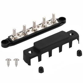 Greluma 1pc M8 (5/16") 5 Bolt Power Distribution Block 5 Way High Performance Busbar for 12-48V
