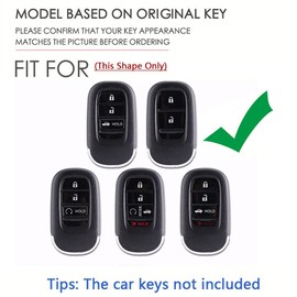 SANRILY PU Leather+Zinc Alloy 3/4/5 Button Key Fob Cover Fit for Honda Civic 2022 2023 2024 Accord HR-V Pilot CR-V Keyless Key Holder with Keychain Silver-Brown