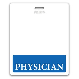 Oversized Physician Badge Buddy Horizontal - Extra Large Badge Buddies Role I’D Backer Card for Doctors - 3 3/8 X 4 1/8 - Wear with I’D Badge Holder - USA Printed by Specialist ID (Blue)