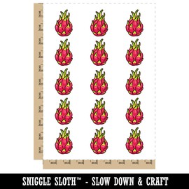 Pitaya Dragon Fruit Cactus Temporary Tattoo Water Resistant Fake Body Art Set Collection - 15 2" Tattoos (1 Sheet)
