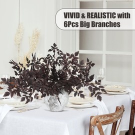 Sggvecsy 6 Pack 31.5’’ Artificial Cimicifuga Leaf Fall Leaves Spray Faux Plum Plant Ramosa Stems Branches for Vase Home Kitchen Thanksgiving Harvest Table Centerpieces Festival Farmhouse Decor