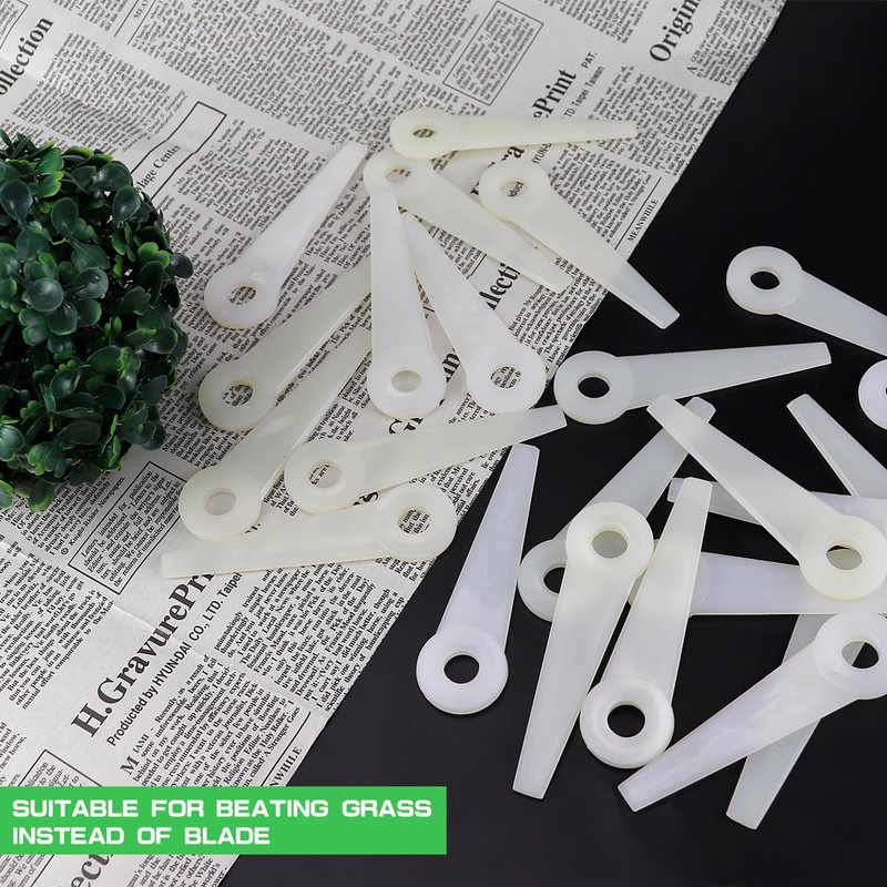 UPIQNG 24Pcs Plastic Trimmer Head Replacement Blades Grass Trimmer Blades