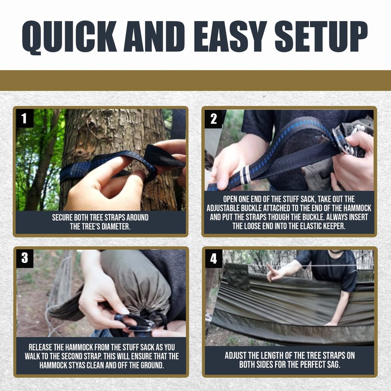 Onewind 11ft Camping Hammock with Mosquito Net and Structure Ridgeline,
