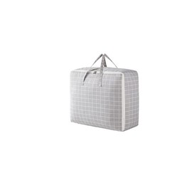 Clothes Quilt Blanket Storage Bag Fabric Organizer Waterproof Zipper Bags Cotton - Versatile for Closet, Bedroom, Underbed Storage in Grey White Plaid