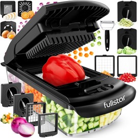 Fullstar Vegetable Chopper and Spiralizer - Food Chopper with Container, Fruit Slicer, Kitchen Gadgets & Accessories, Home Essentials (9 in 1, Black)