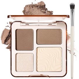 Paleta Contorno De Maquillaje 4 En 1, Resaltador, Cara Iluminador  Polvo Shimmer Glow Larga Duración 2, Pincel Incluido Con Brillo Natural, Apta Para 
