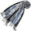 Lorenzo Cana 780521133 Men's Scarf Silver Grey Blue 100% Silk