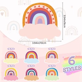 108 Pcs Rainbow Name Plates Rainbow Name Tags Self Adhesive Classroom Labels Rainbow Classroom Decor Kids Name Labels for Desk Classroom Supplies Decoration Back to School Party Favor (Rainbow)