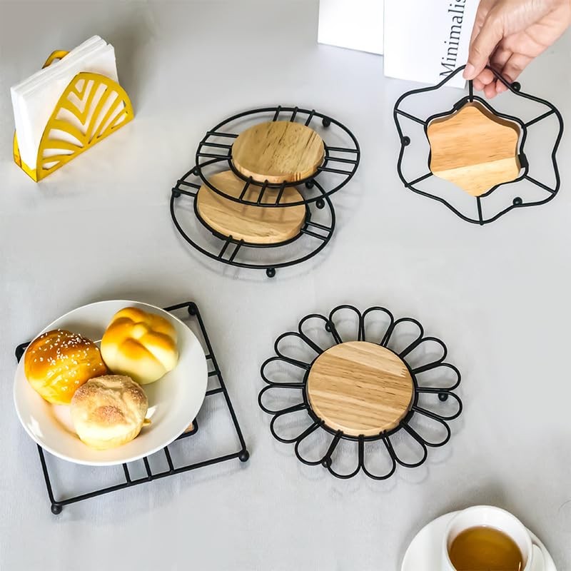 Hosoncovy Round Hot Pot Holder Pad Set of 2,Heat Resistant