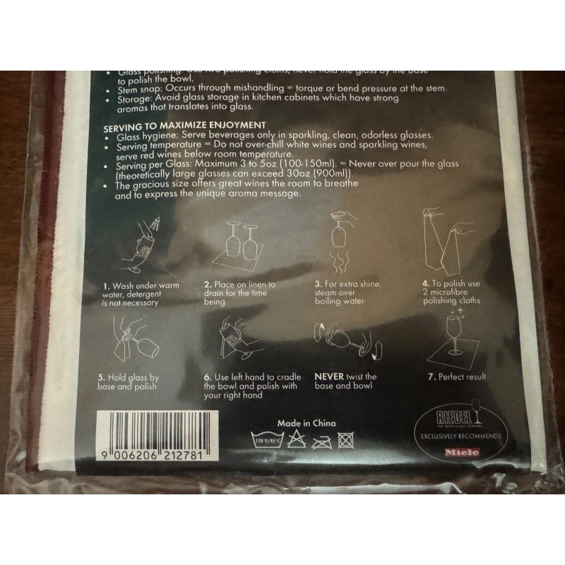 Riedel The Wine Glass Company Microfiber Polishing Cloth NEW IN