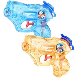 Mini Water Gun for Kids Toddler: 2 Pack Water Guns Soaker Squirts Blasters with Trigger for Boys Girls Summer Outdoor Swimming Pool Water Fighting Toys, Blue Orange