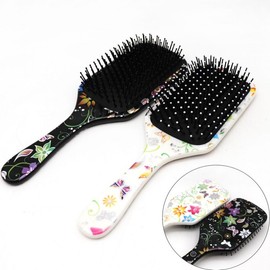 New Patterned Large Square Cushion Hairbrush, Random Color Hair Brush 2ea