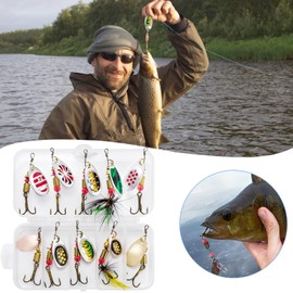 Fishing Trout Spoon Set, 10 Pieces Trout Bait, Spinner, Blinker, Fishing Lure with Storage Box for Pike, Zander, Perch, Trout