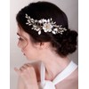 Chargances Gold Flower Crystal Hair Comb for Wedding Bridal Leaf