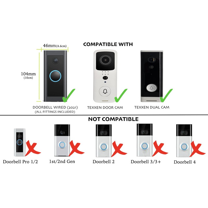 Gestech 50 Degree Angle Mount Wedge Compatible with Video Doorbell