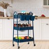 danpinera 3-Tier Rolling Cart, Metal Rolling Storage Cart with Lockable