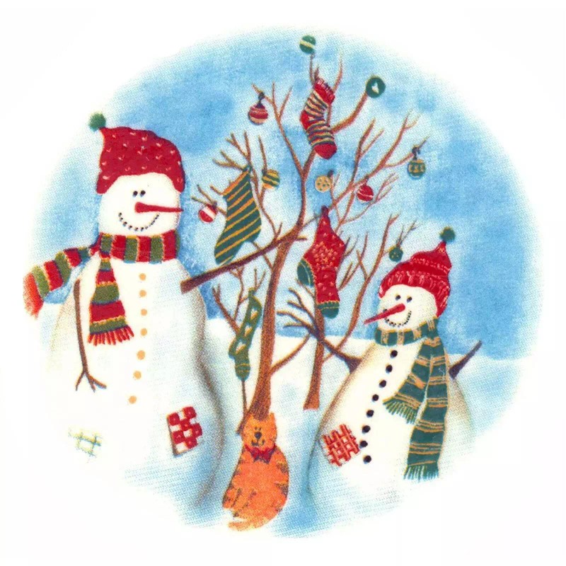 Captive Decals Christmas Snowman Snowmen Tree Socks Overglaze Ceramic Decals