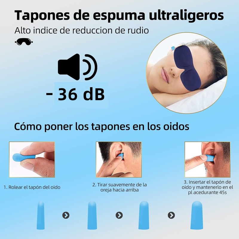 Tapones de Oídos para Dormir, 31 Pares, con Antifaz para