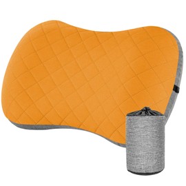 Inflatable Pillow, TPU Camping Pillow, Removable Cotton Pillowcase, Comfortable and Breathable Travel Pillow, Inflatable, Suitable for Camping, Travel and Nap Taking, Orange Colour