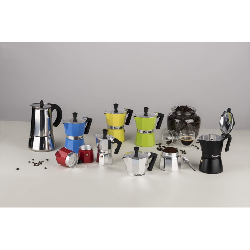 Barazzoni The Deluxe Espresso Cooker 3 Cups, Aluminium, Black, 8.6