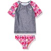 Speedo Girl's Printed Rash Guard 2pc (4-6X), Bright Pink, 4
