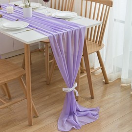 CHUQING Table Runner,Chiffon,27x120 Inches,Purple Gauze Sheer Wedding Table Runners for Wedding Bridal Shower Fall Thanksgiving Christmas Decoration,Wisteria