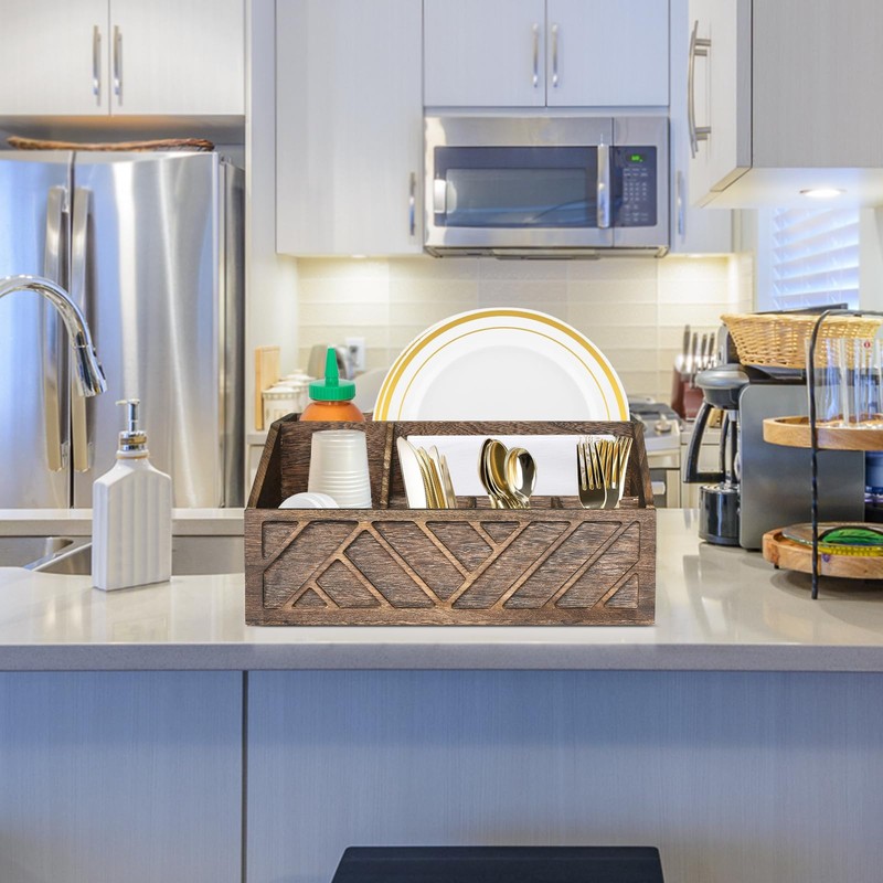 Ukonvi Paper Plate Dispenser, Paper Plate Holder for Kitchen Counter,