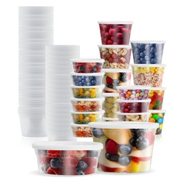 Hygloss Premium Plastic Deli Containers with Airtight Lids - Leakproof, Microwave, Dishwasher & Freezer Safe Ideal for Meals, Soups, Slime BPA-Free & Stackable 8 oz. + 16 oz. 12 Total