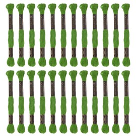 sourcing map 24 Strands 8m Egyptian Cotton Long Fibre Embroidery Thread for Embroidery Projects and Bracelets, Green