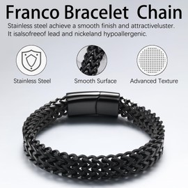 Mens Cross Bible Verse Bracelet Chain,Stainless Steel Christian Jesus Scripture Black Men's Bracelets,Religious Gifts for Men Boyfriend (Matthew 19:26)