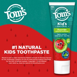 Tom's of Maine ADA Approved Fluoride Kids Toothpaste, Natural Toothpaste, Dye Free, No Artificial Preservatives, Silly Strawberry, 5.1 oz. 3-Pack (Packaging May Vary)