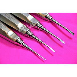 GERMAN DENTAL ELEVATOR CURVED 4 PC BLUE 1.5, 2.0,3.0,4.0 LUXATING INSTRUMENTS ( CYNAMED )