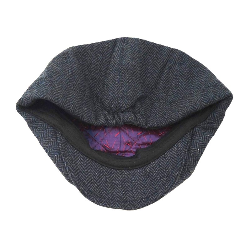 Navy Blue Herringbone Newsboy Cap Men's Baker Boy Hat Style