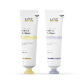 Boka Probiotic Toothpaste 2Pack, Nano Hydroxyapatite Toothpaste, Fluoride Free Toothpaste Kids, Dental Probiotics For Women Men, Oral Probiotics For Teeth And Gums, Mouth Bad Breath, Citrus Mint & Peppermint Blossom, 4 Fl Oz each