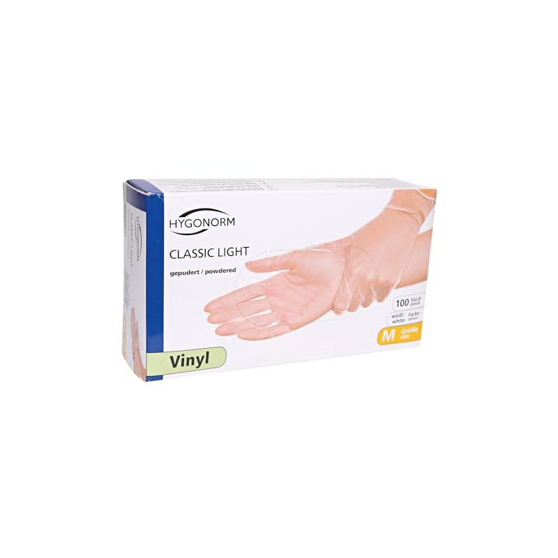 FRANZ MENSCH Hygonorm Classic Light Vinyl Gloves, Powdered, Pack of