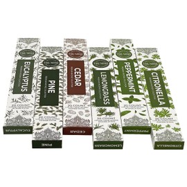 Leafy Incense Sticks Variety Pack - 120 Insence-Sticks (6 Incents x 20 Insense) - Citronella Lemongrass Eucalyptus Peppermint Pine Cedar - Natural Inscents-Sticks Non Toxic Inciensos + Incense Holder