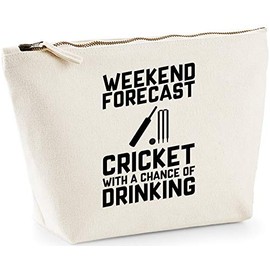 Hippowarehouse Weekend Forecast Cricket with a Chance of Drinking printed make up cosmetic wash bag 18x19x9cm