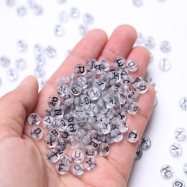 DAHI 1000pcs Letter Beads Round Black Letter Beads A-Z for Threading, Craft Set for Bracelet Hair Band Crafts
