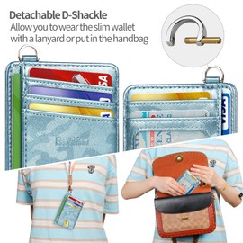 EcoVision Slim Minimalist Front Pocket Wallet, RFID Blocking Credit Card Holder Wallet with Detachable D-Shackle for Men Women
