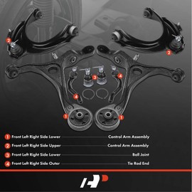 A-Premium Set of 8, Front Upper Lower Control Arm, Lower Ball Joint, Outer Tie Rod End, Compatible with Honda Accord 2003-2007, Acura TSX 2004-2008