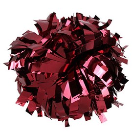 Metallic Cheerleader Cheerleading Pom Poms 6 inch 1 Pair 2 Pieces (Maroon)