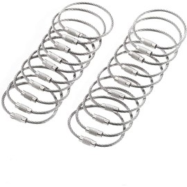 bayite Stainless Steel Wire Keychains 2mm Cable Key Rings Luggage Loops Tag Keepers Heavy Duty Pack of 20 (Cable Length: 4.7 inches)
