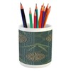 Ambesonne Folk Art Pencil Pen Holder, Eastern Style Composition Oriental