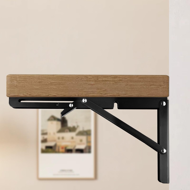 SEHOI 6 PCS 12 Inch Folding Shelf Brackets, Black Heavy