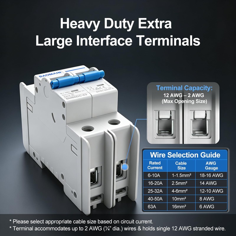40A 2P DC Circuit Breaker with DIN Rail 600V 10kA