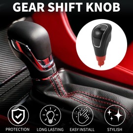 TUCKBOLD Automatischer manueller Gangschalthebelknopf für Ford Kuga | Vorderer Automatikgetriebeschalthebelknopf Schwarz aus Kunststoff und Kunstleder 1 Stück