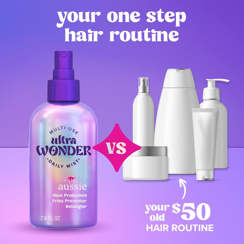 Aussie Ultra Wonder Daily Mist Lightweight Multi-Use Detangler, silicone-free, for