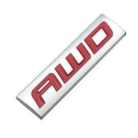 1Pc AWD Logo Emblem Tailgate Side 3D Metal Sticker Badge Car Decals - Chrome Finish Metal Emblem AWD Badge Fit for 4 Wheel Drive SUV Off Road Tailgate (Chrome Red)