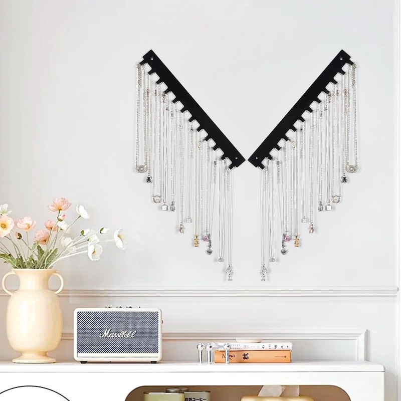 milylove Acrylic Necklace Holder 2 Pack Wall Mounted Necklace Organizer
