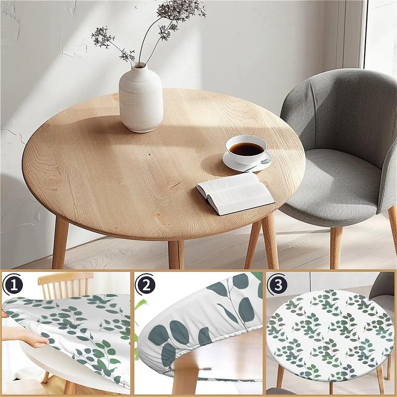 artslion Outdoor Round Tablecloth with Elastic Band 36 In（90Cm Elastic